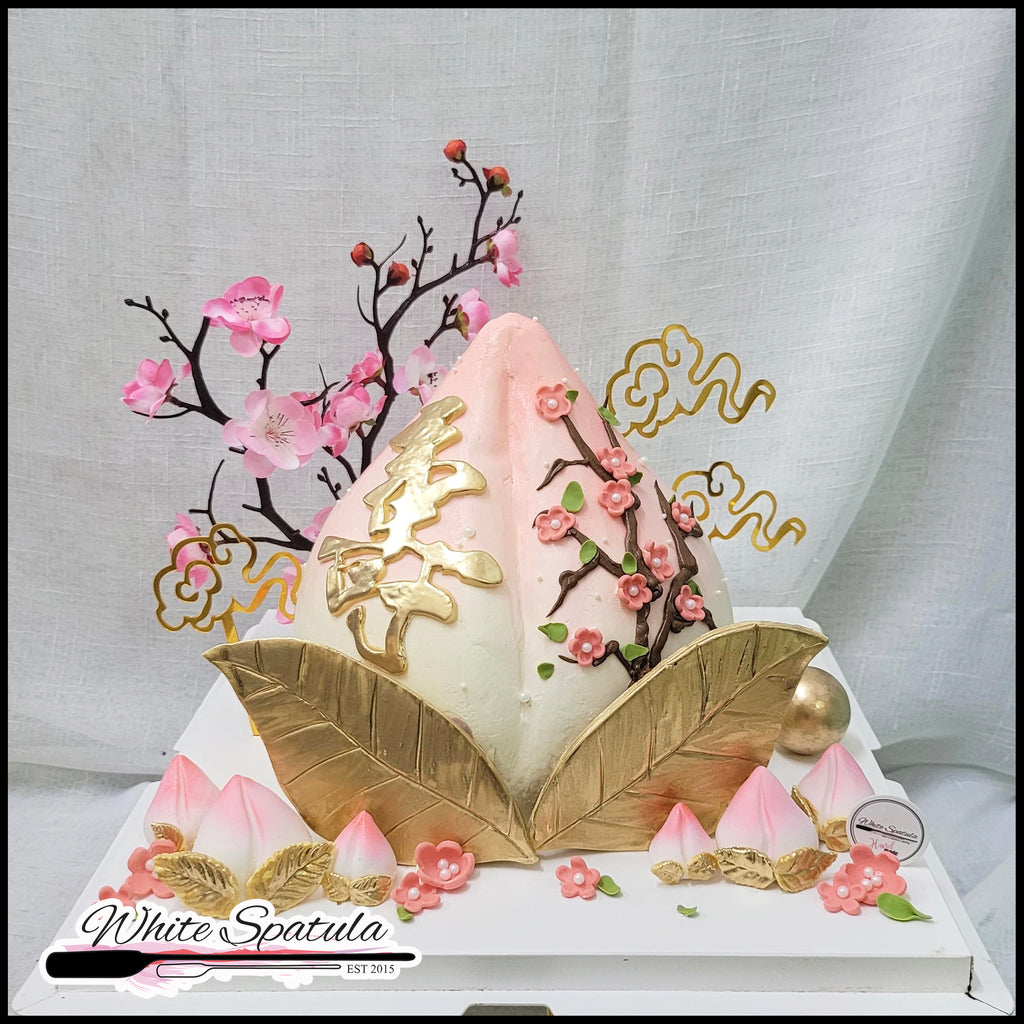 3D Longevity Peach Buttercream Cake