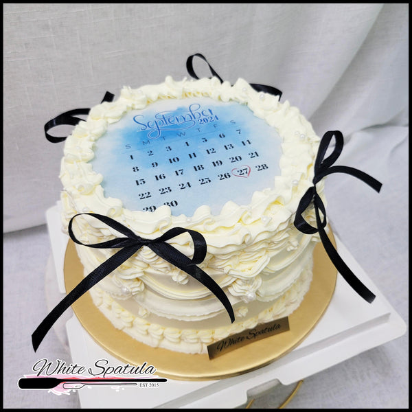 Vintage Noir Burn Away Ribbon Coquette Buttercream Cake