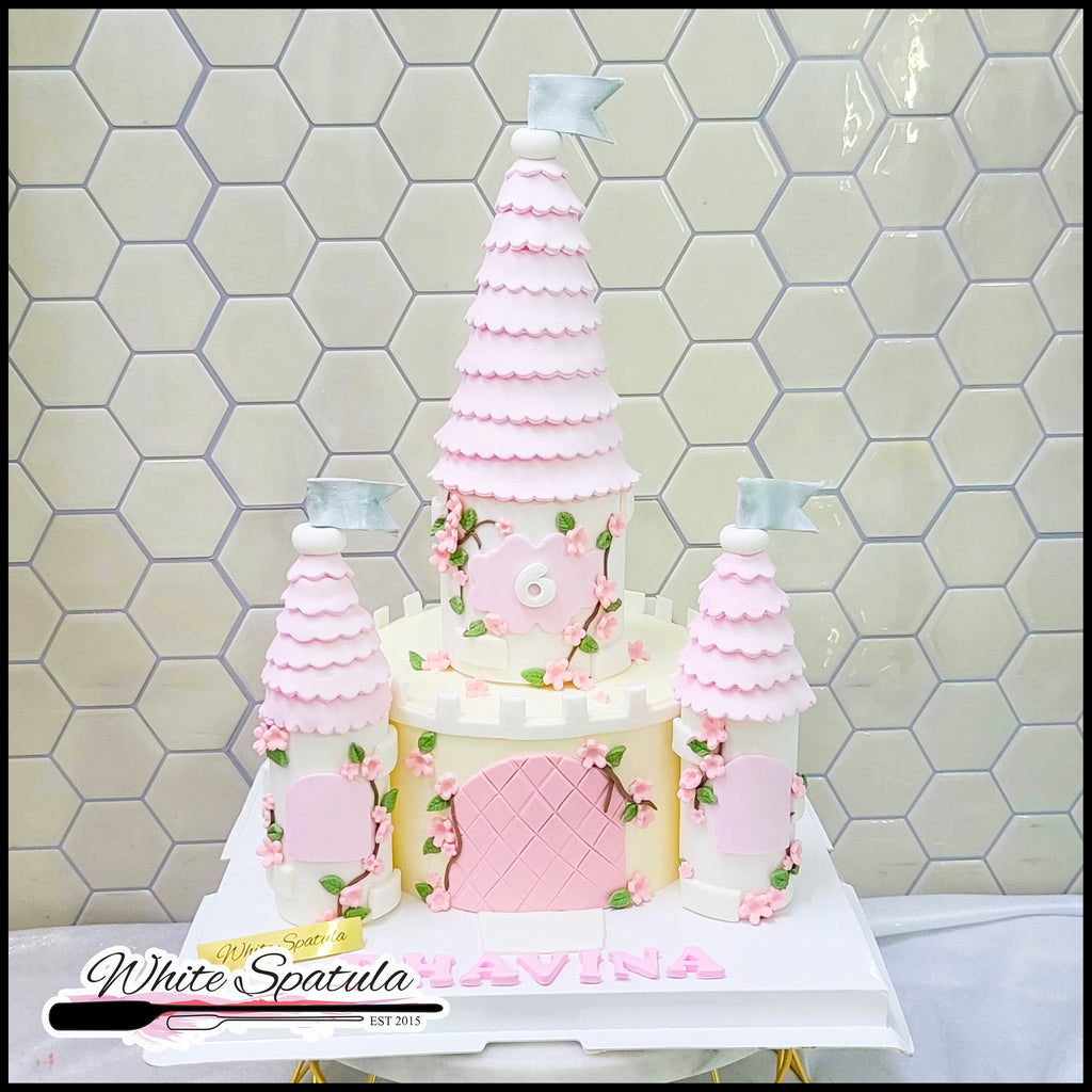 Princess Pastel Pink Castle Cake