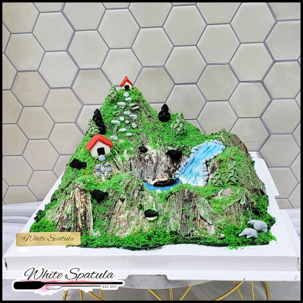 3D Landscape Waterfall Buttercream Cake