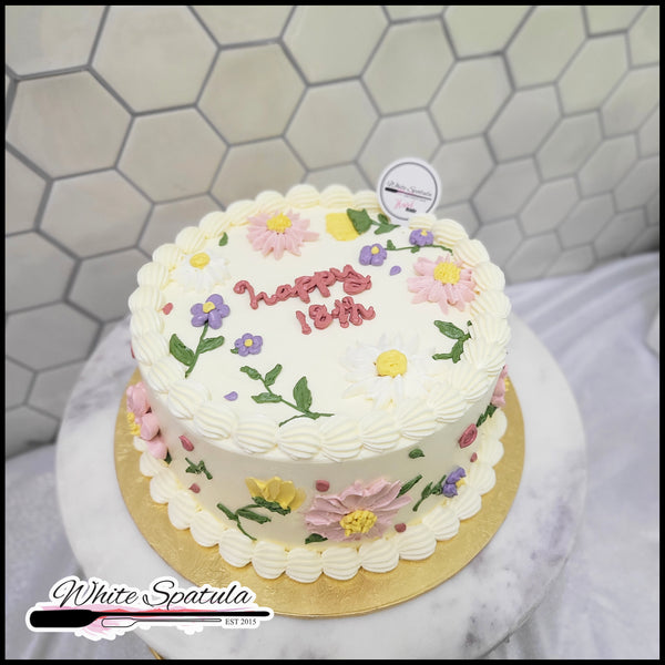 Floral Korean Minimalist Buttercream Cake