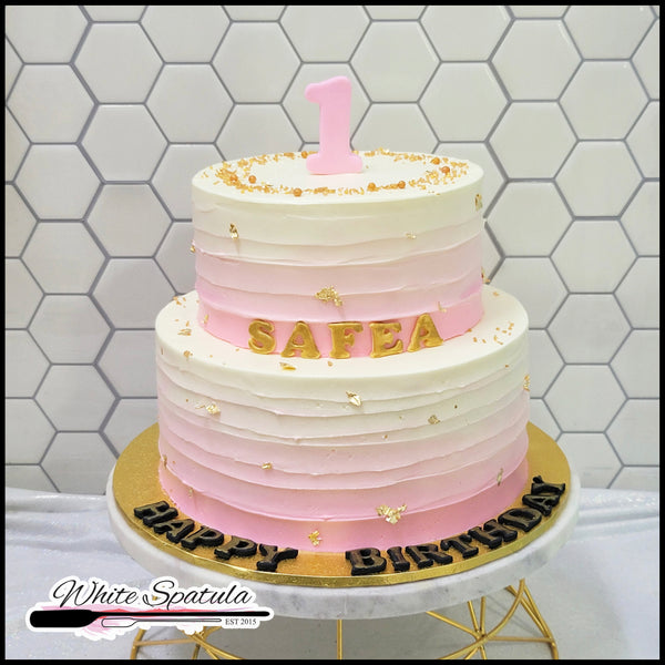 Pastel Pink Ombre Swirls Buttercream Cake