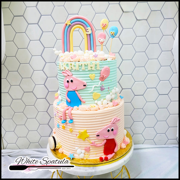 Rainbow Piggy Buttercream Cake