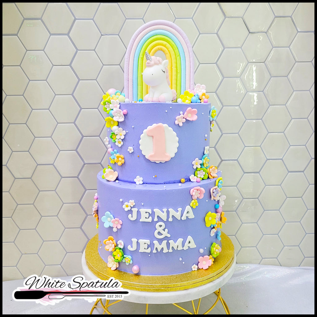 Purple Rainbow Unicorn Buttercream Cake