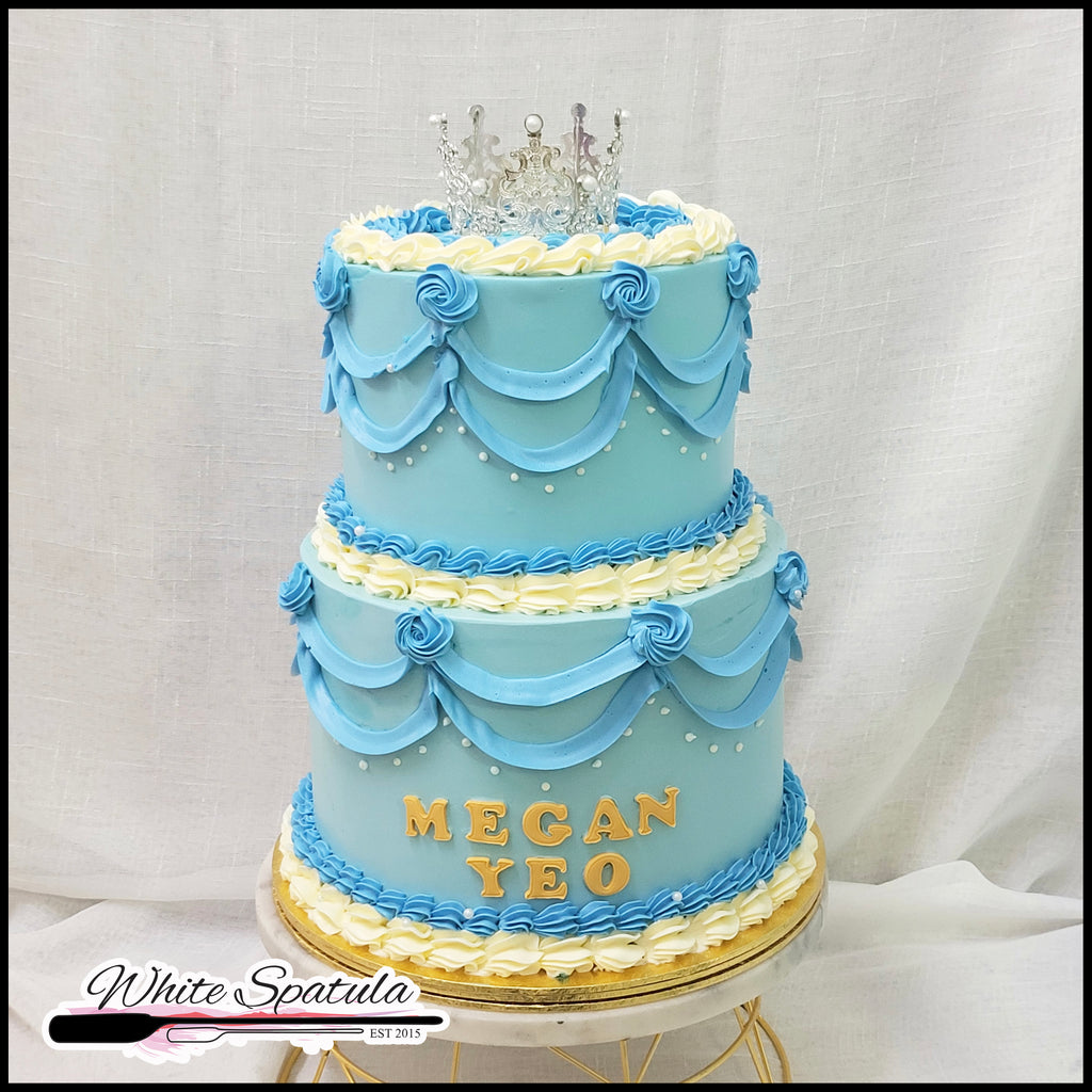 Timeless Blue Vintage Buttercream Cake