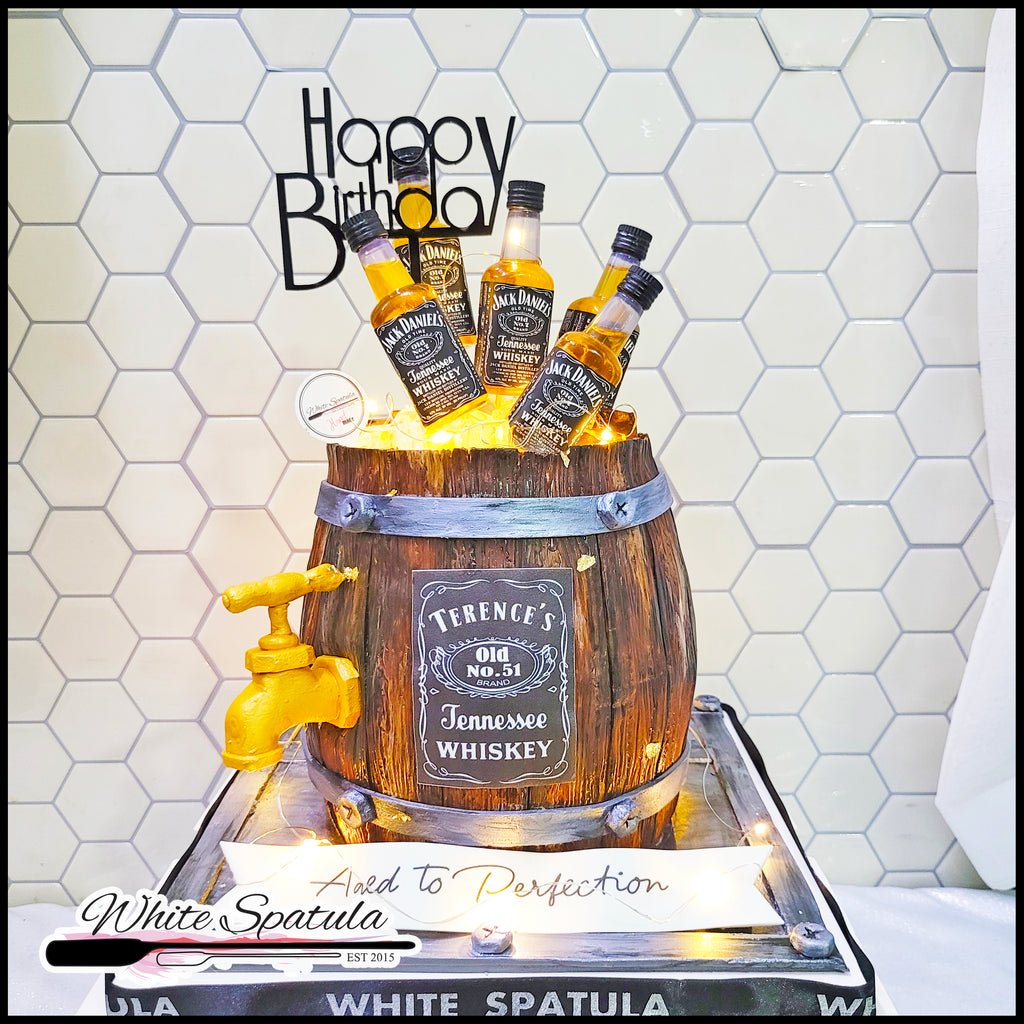 Whiskey Barrel Buttercream Cake